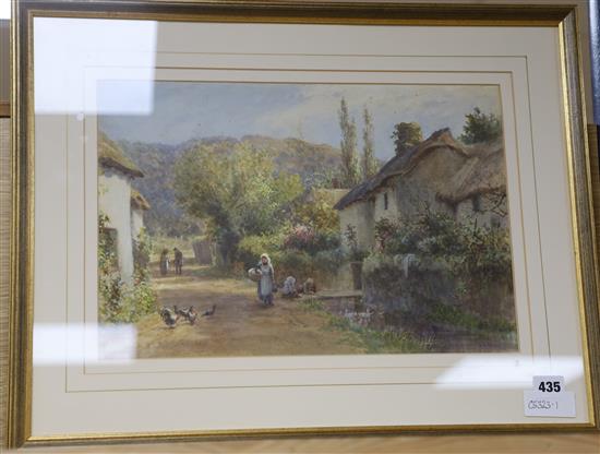 James George Bingley (1840-1920) watercolour, Children on a village lane, initialled 28 x 41cm